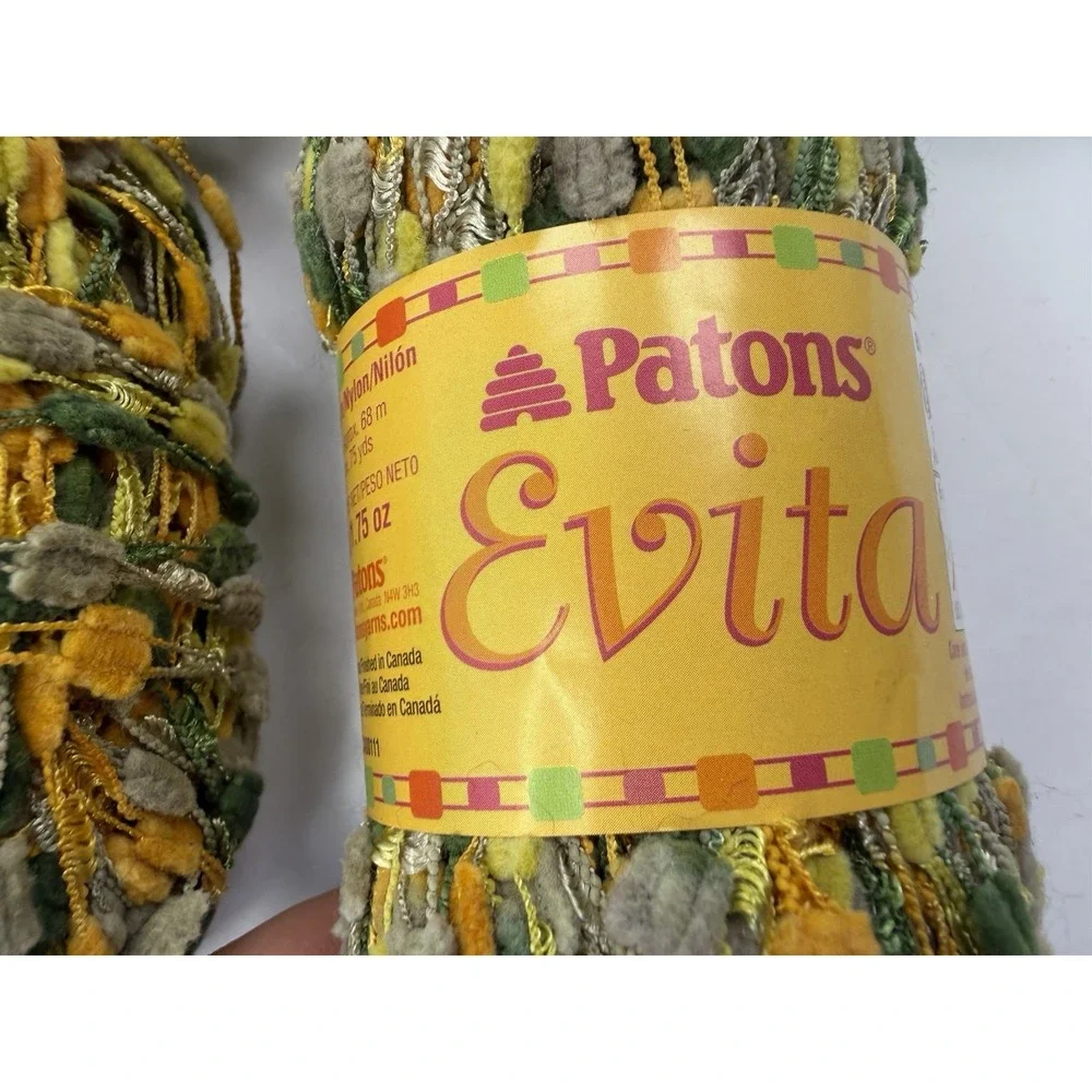 Patons Evita Yarn Bulky Novelty Ladder Costa Lot Of‎ 12 Orange Green 100% Nylon